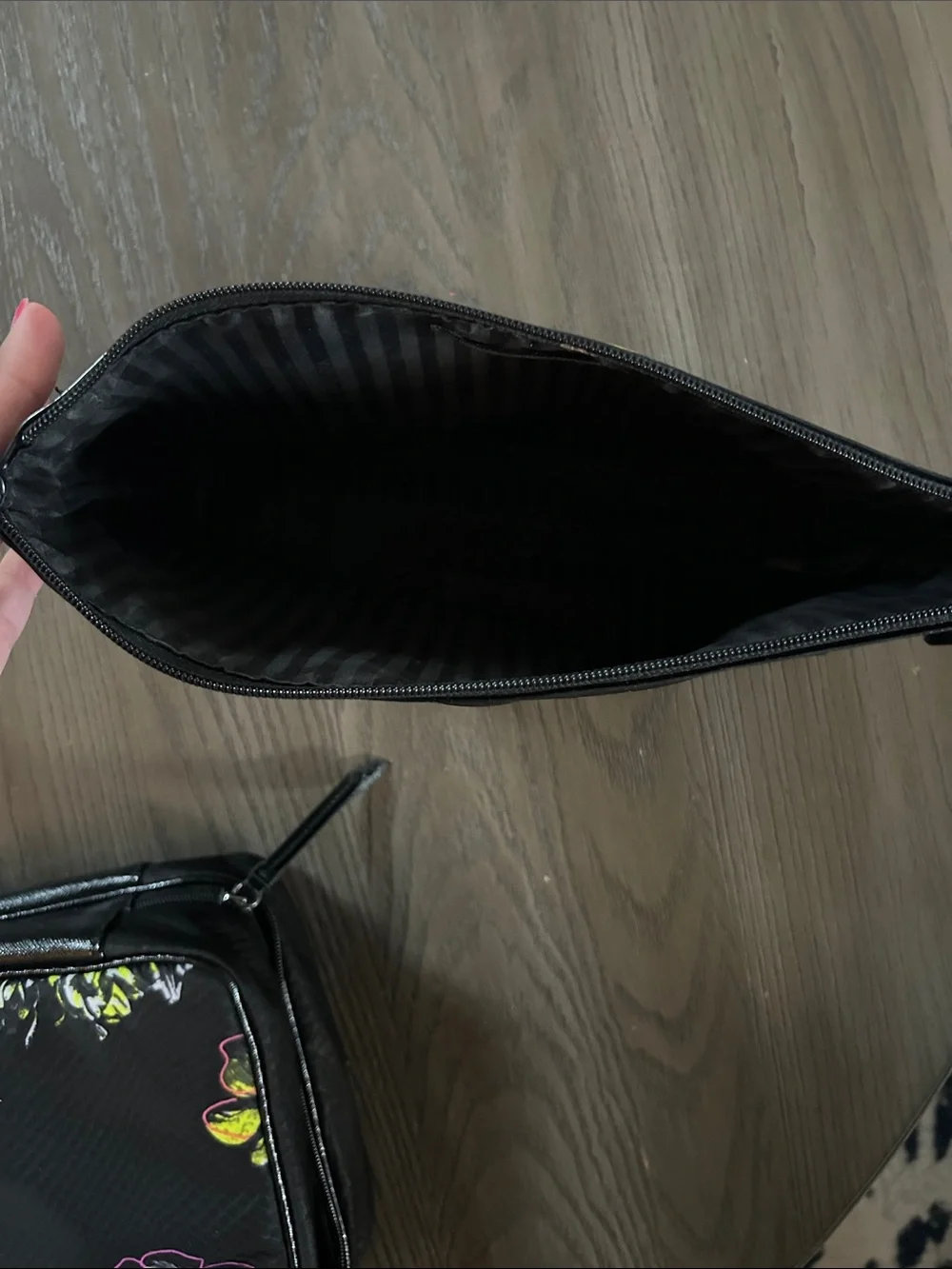 Victoria's Secret Black Cosmetic & Floral Travel Pouch Set